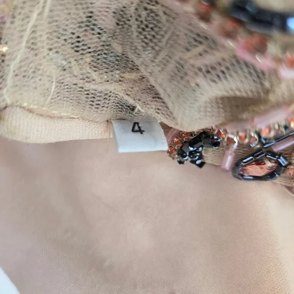 Sherri Hill Two Piece Shimmery Sleeveless Cross Stitch Beaded Gown Size 4 - Picture 4 of 12